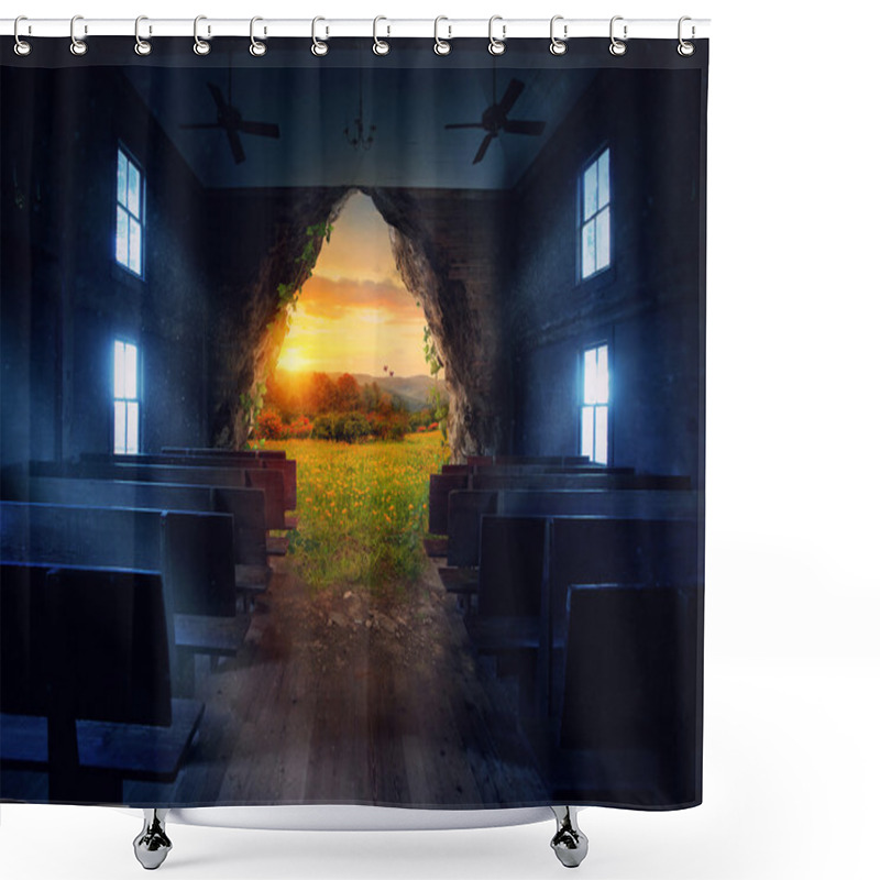 Personality  Empty Church With Sunset Shower Curtains