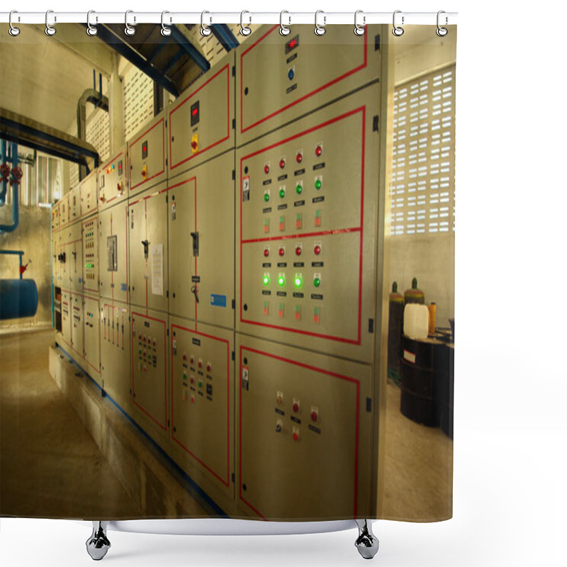 Personality  Control Panel At The Control Area In The Industrial Mill Shower Curtains