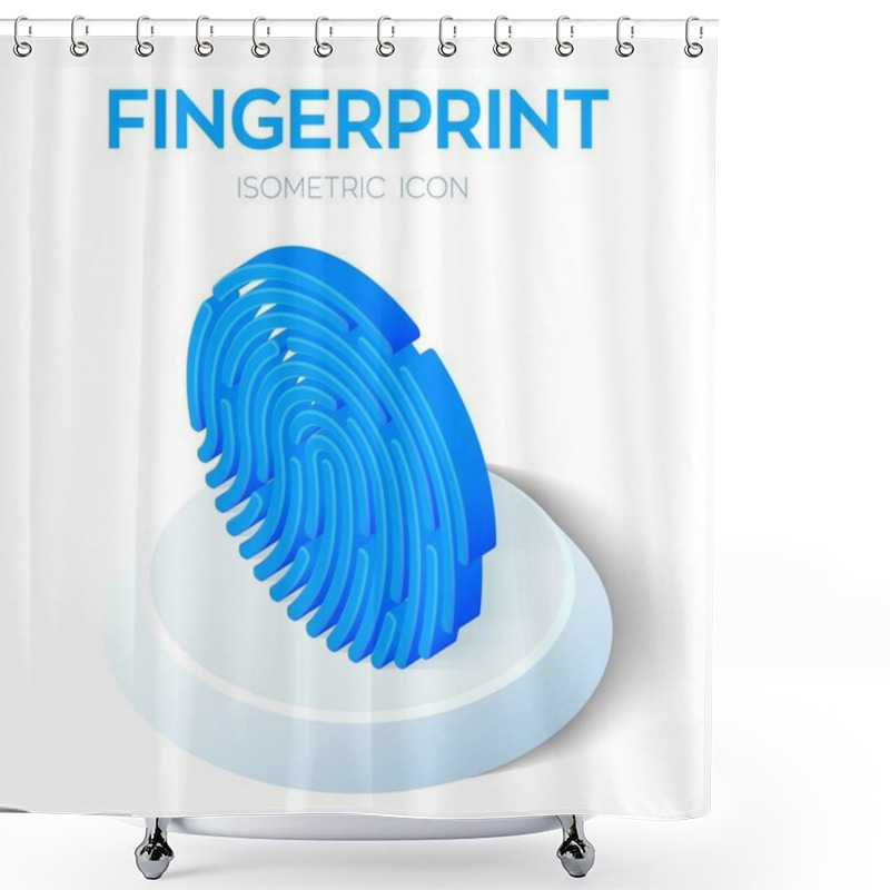 Personality  Fingerprint Scan Icon. 3D Isometric Finger Print Sign. Biometric Identification. Created For Mobile, Web, Decor, Print Products, Application. Perfect For Web Design And Banner Vector Illustration Shower Curtains