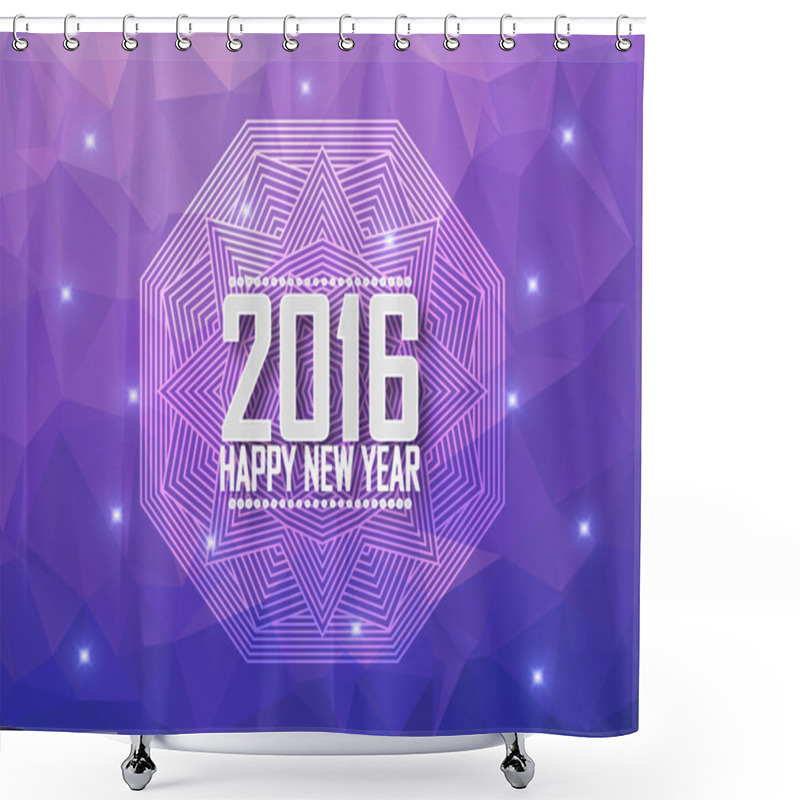 Personality  Greeting Card Happy New Year 2016. Polygonal Background, Stars, Holiday, Shine, Mandala. Vector Illustration Shower Curtains