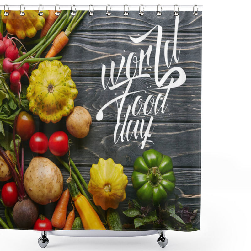 Personality  Organic Raw Vegetables On Dark Wooden Table With 