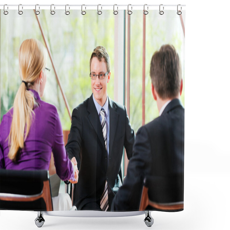 Personality  Job Interview With HR And Applicant Shower Curtains