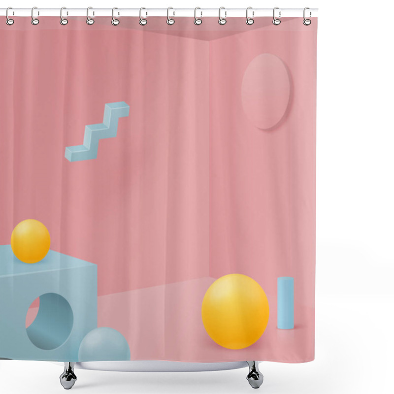 Personality  Vector 3d Abstract Scene For Product Presentations Shower Curtains