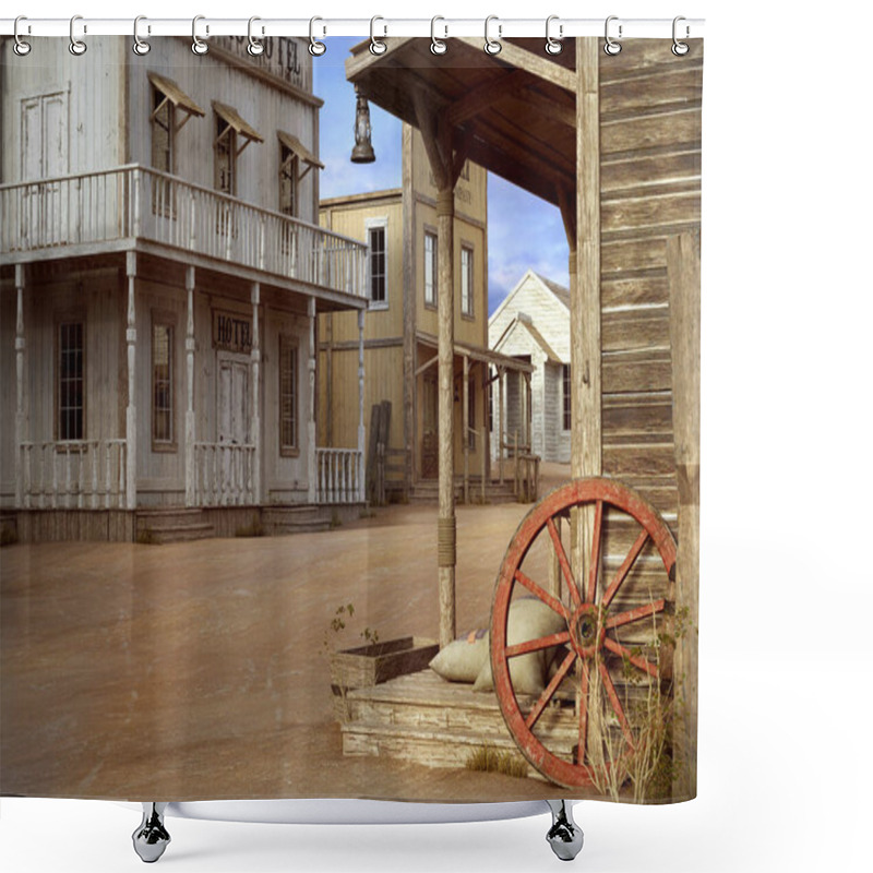 Personality  Fantasy Western Town Main Street, Old West Or Steampunk Shower Curtains