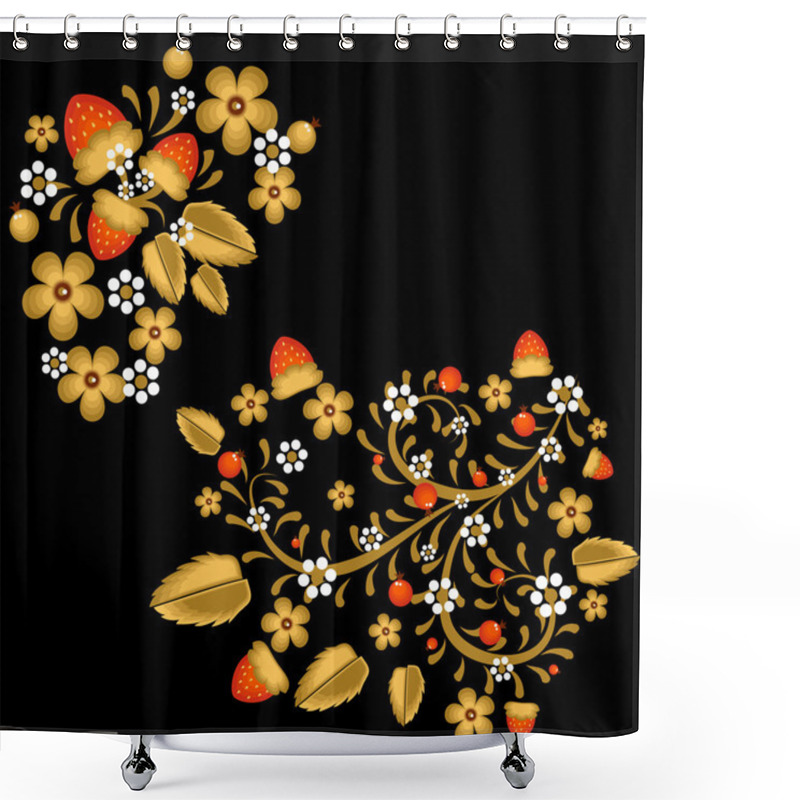 Personality  Vector Pattern Khokhloma Shower Curtains