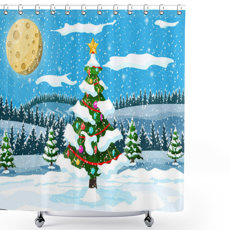 Personality  Christmas Nature Landscape Shower Curtains