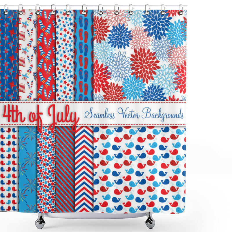 Personality  Fourth Of July Vector Seamless Tileable Backgrounds Shower Curtains