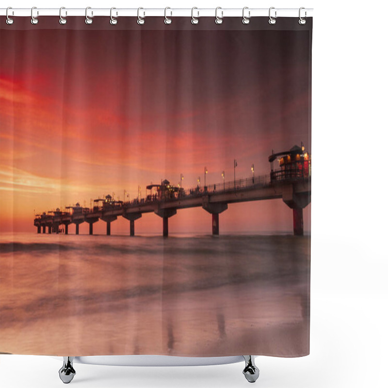 Personality  Miedzyzdroje Pier During The Sunset. Shower Curtains