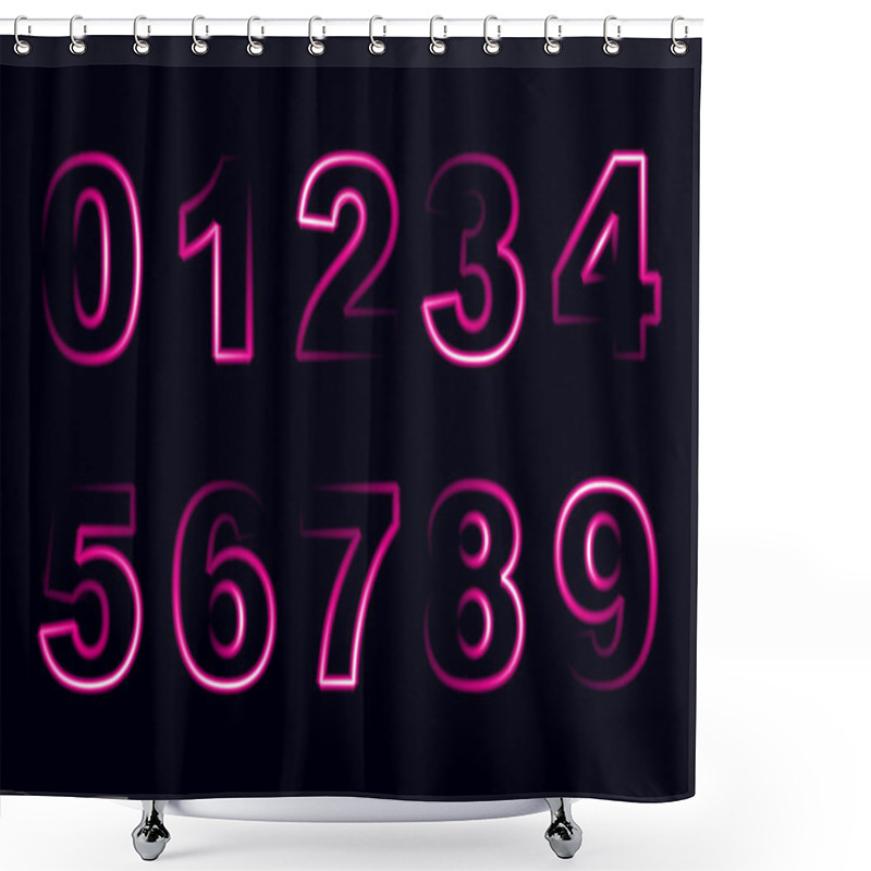 Personality  Vector Background With Neon Numbers On Black Board Shower Curtains