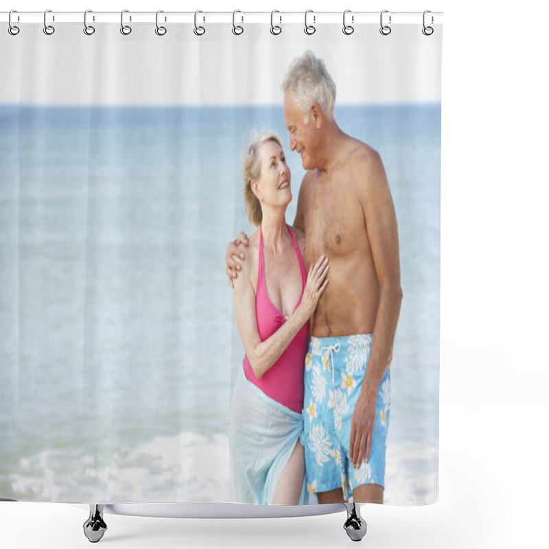 Personality  Senior Couple Enjoying Holiday Shower Curtains