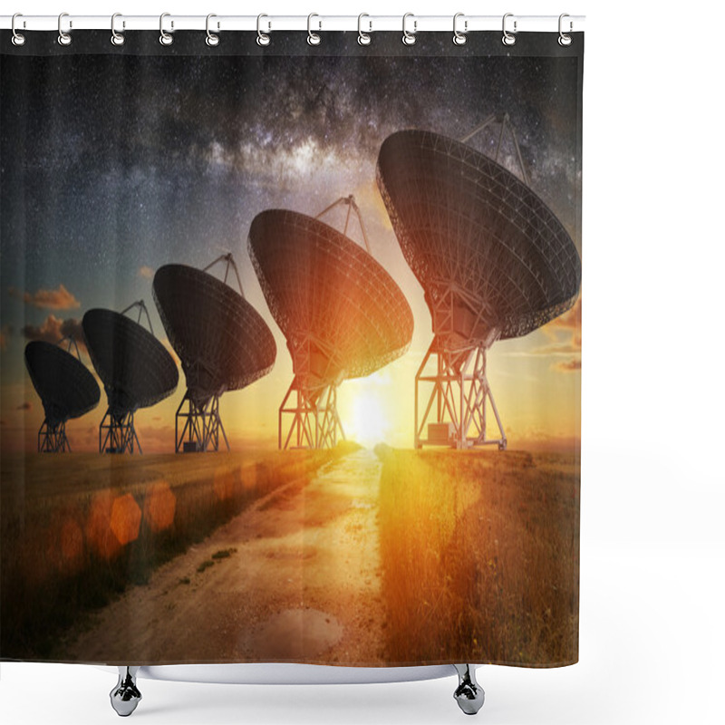 Personality  Satellite Dish View At Night Shower Curtains