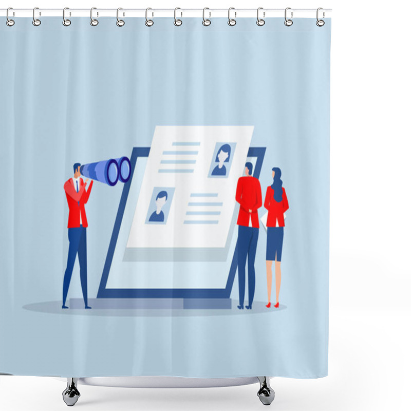 Personality  HR Human Resources Find People,businessman HR Look Through Binoculars To Find Candidate People.Searching For Candidate Concept Of Recruitment And Human Resources Shower Curtains