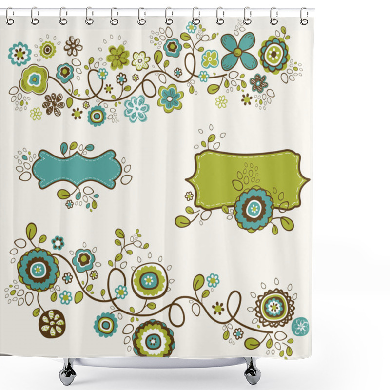 Personality  Doodle Flowers Shower Curtains