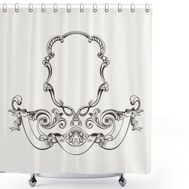 Personality  Antique Luxury High Ornate Frame And Banner Shower Curtains