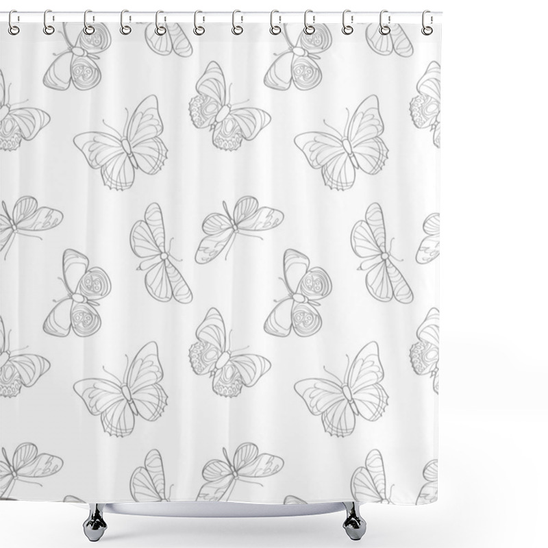 Personality  Seamless Butterfly Background - Vector Illustration Shower Curtains