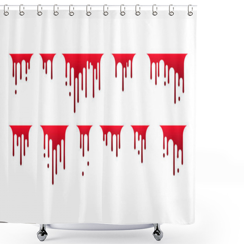 Personality  Dripping Blood Icon. Paint Flows. Current Paint, Stains. Halloween Concept. Vector On Isolated White Background. EPS 10. Shower Curtains