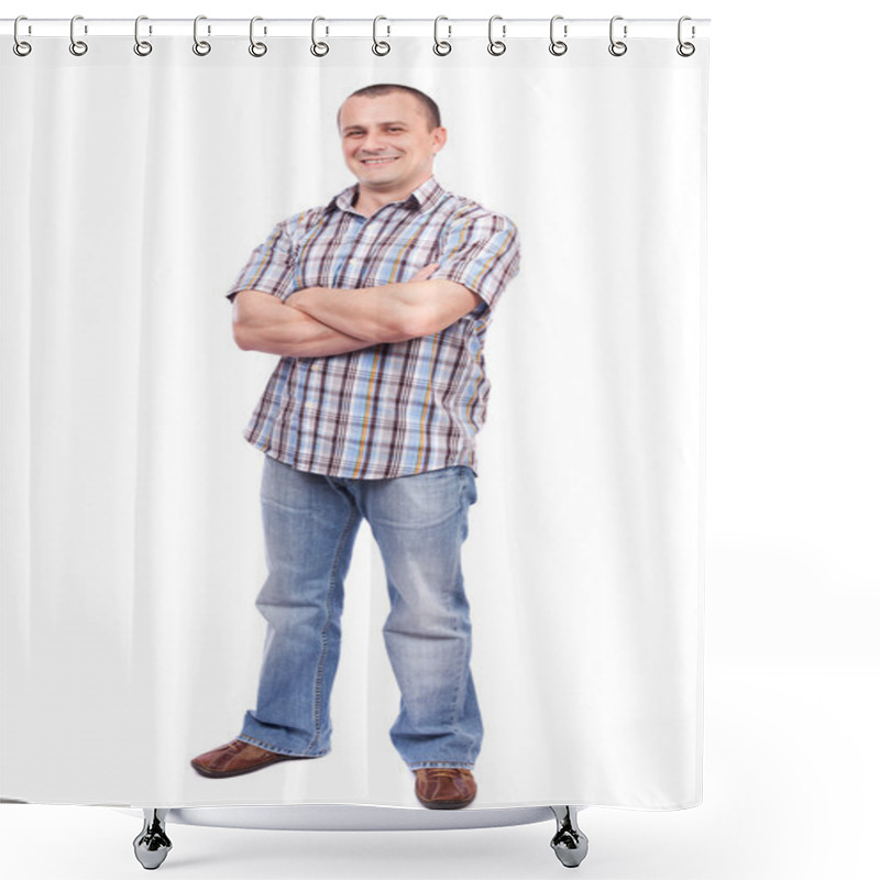 Personality  Casual Man Isolated On White Shower Curtains