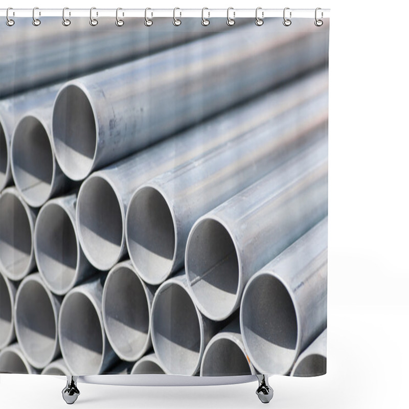 Personality  Stack Of Construction Metal Pipes Shower Curtains