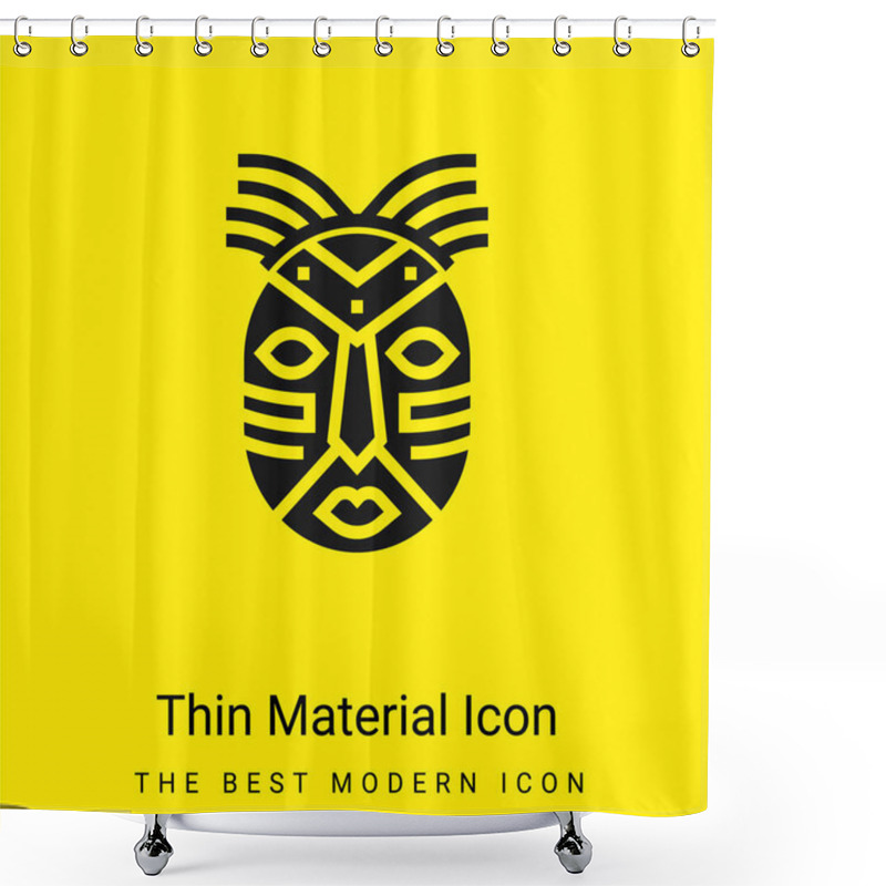 Personality  African Mask Minimal Bright Yellow Material Icon Shower Curtains