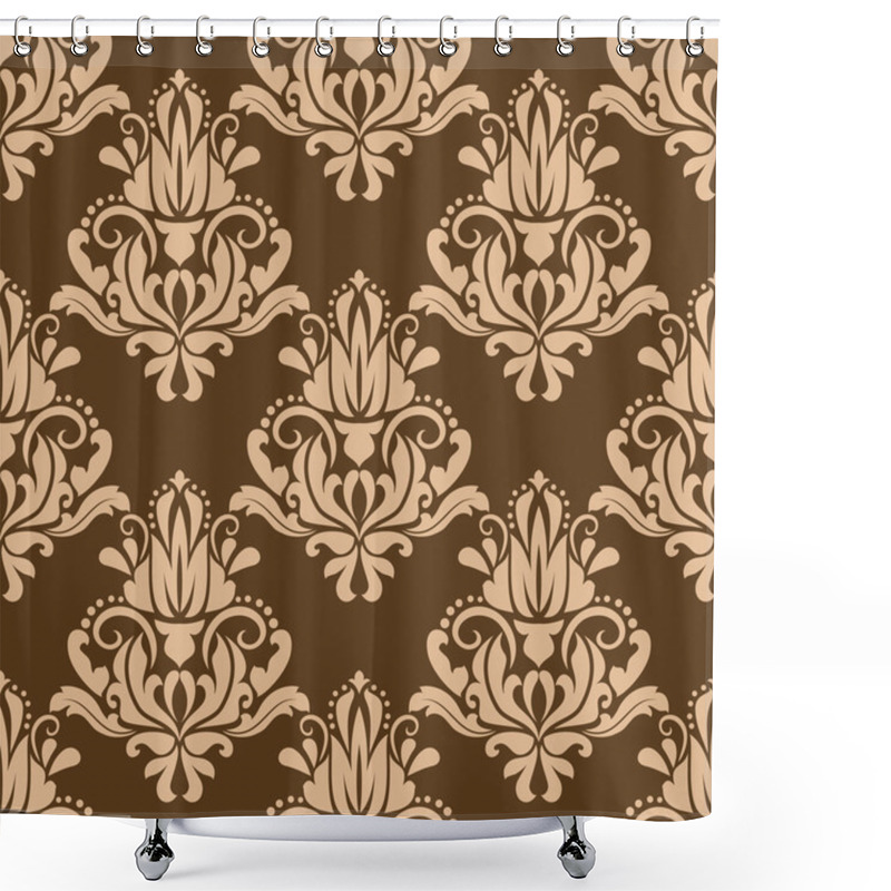 Personality  Brown And Beige Floral Seamless Pattern Shower Curtains