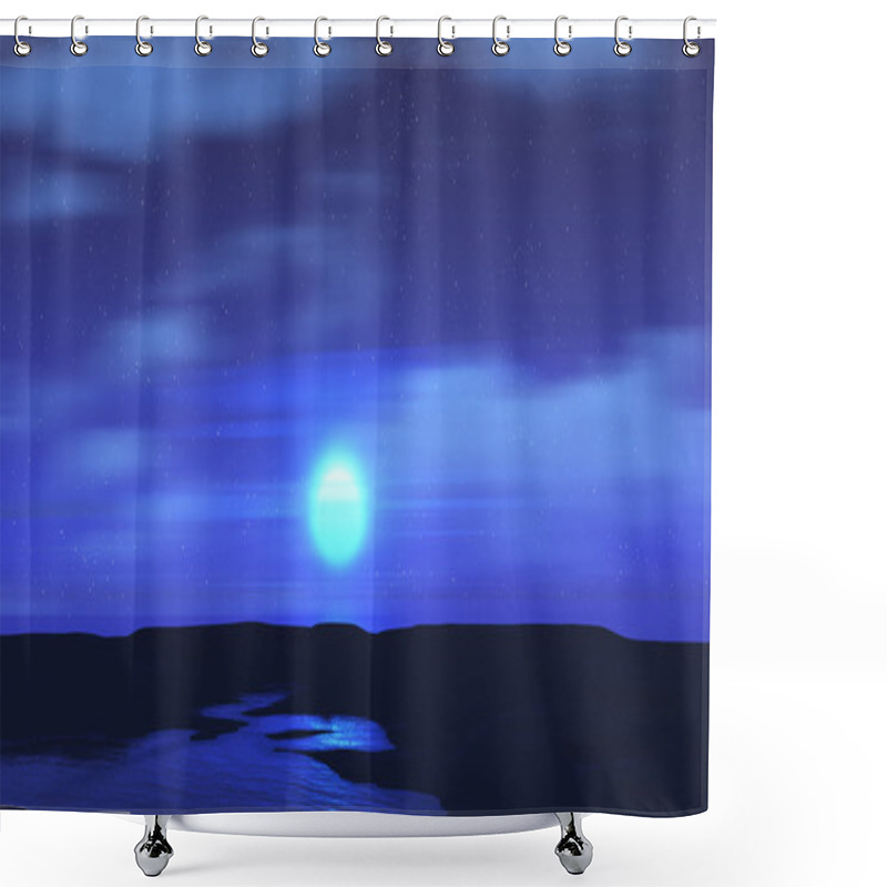 Personality  Moonlit Sky Landscape Shower Curtains