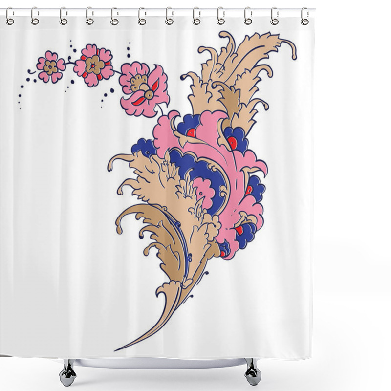 Personality  Iznik Style Floral Drawing Shower Curtains