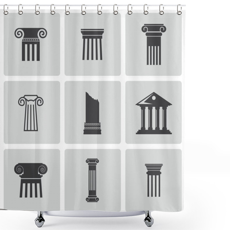 Personality  Vector Black Column Icons Set Shower Curtains