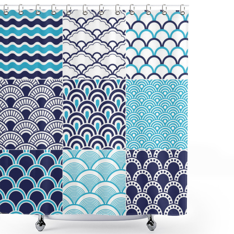 Personality  Seamless Ocean Wave Pattern Shower Curtains