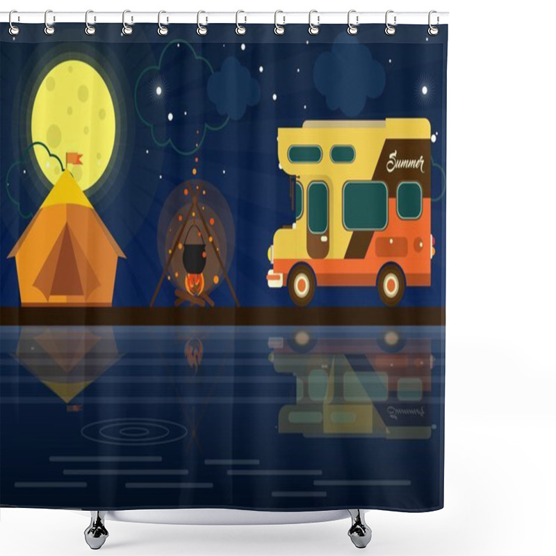 Personality  A Mobile Home On The Background Of Nature Shower Curtains