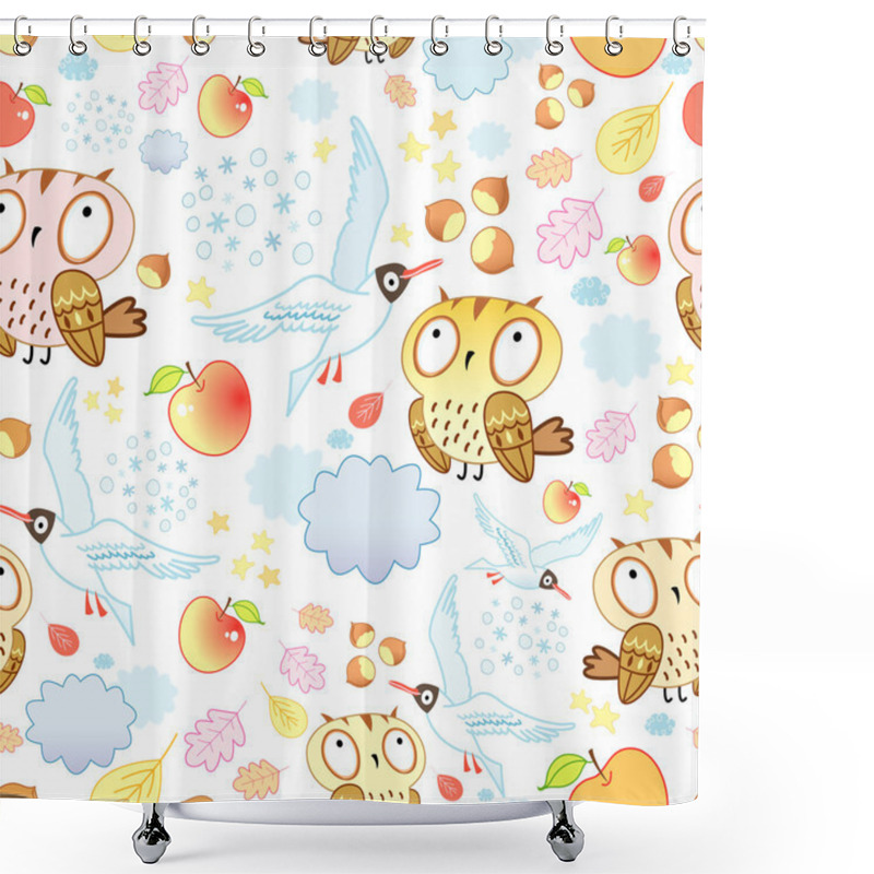 Personality  Texture Of Gulls And Owls Shower Curtains