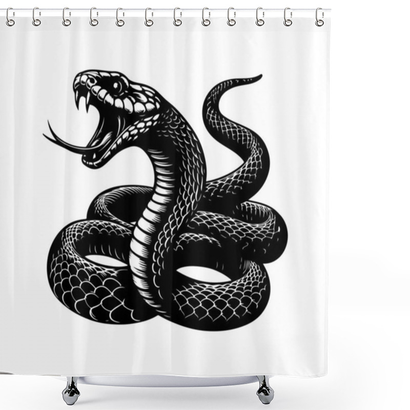 Personality  Black Mamba Snake Hand Drawn Vector Graphic Asset Shower Curtains