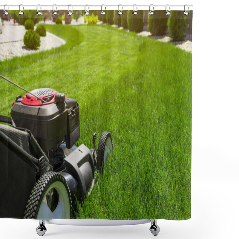 Personality  Lawn Mower On Grass Shower Curtains