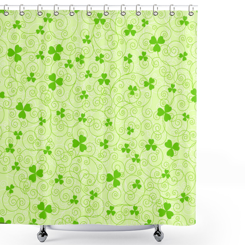 Personality  Green Spirals And Clover Backgrounds Shower Curtains