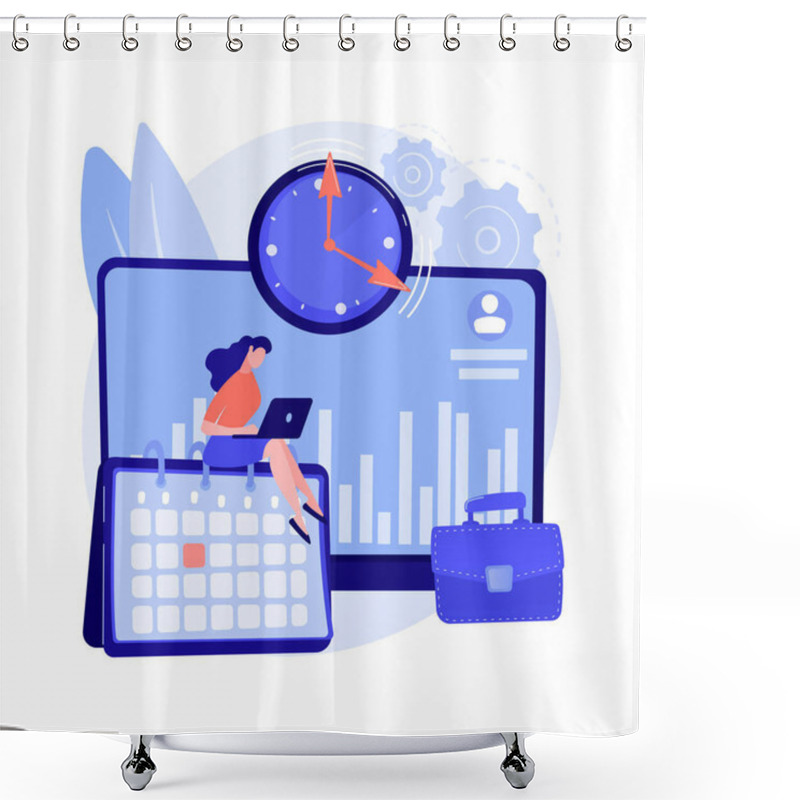 Personality  Time And Attendance Tracking System Abstract Concept Vector Illustration. Shower Curtains