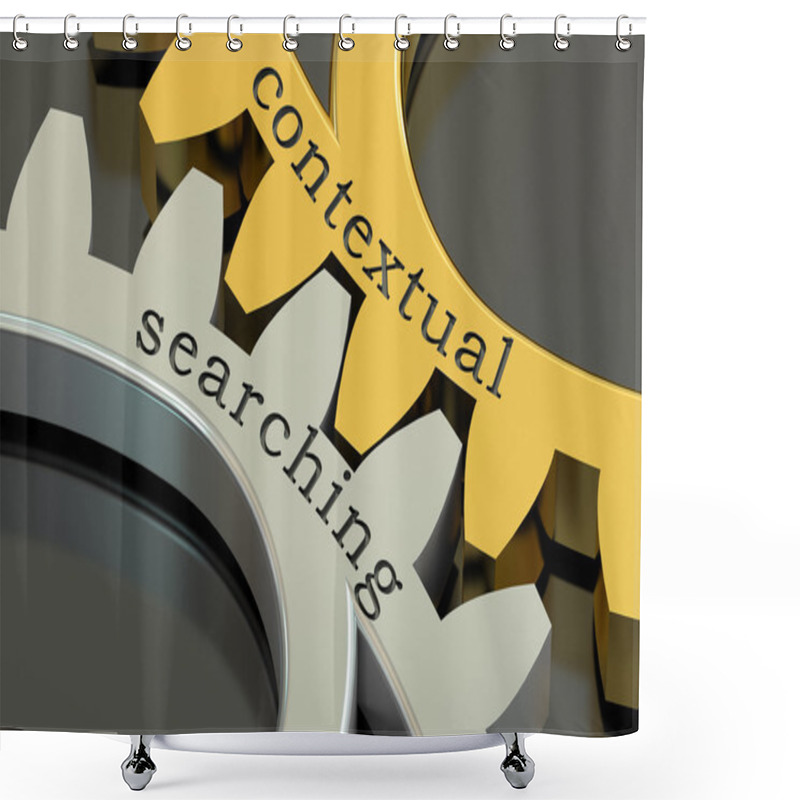 Personality  Content Searching Concept On The Gearwheels, 3D Rendering Shower Curtains