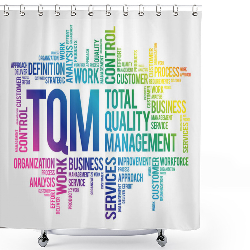 Personality  TQM - Total Quality Management Word Cloud, Business Concept Background Shower Curtains