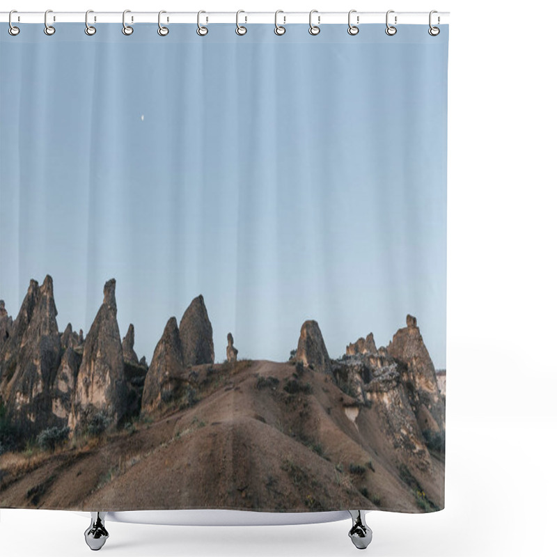 Personality  Beautiful Landscape With Bizarre Rock Formations At Evening, Rock Formations, Turkey Shower Curtains