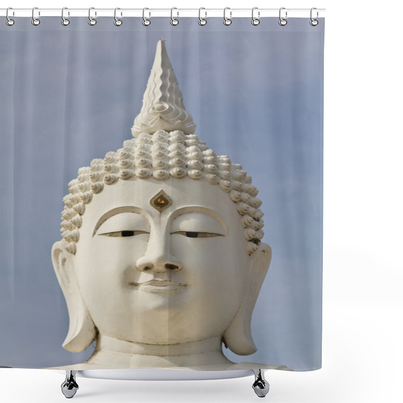 Personality  White Face Buddha Image In Temple Thailand Shower Curtains