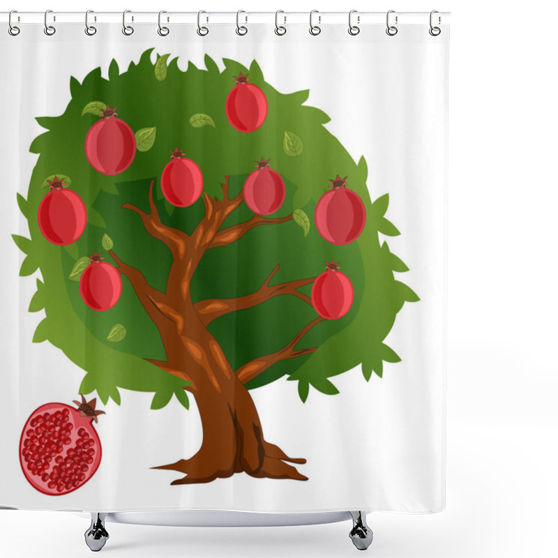 Personality  Garnet Tree With Fruits And Green Leaves Shower Curtains