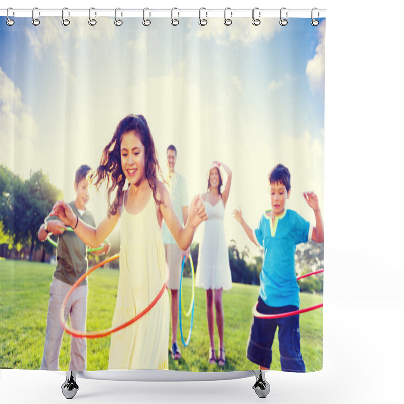 Personality  Family Spending Quality Time In Park Shower Curtains