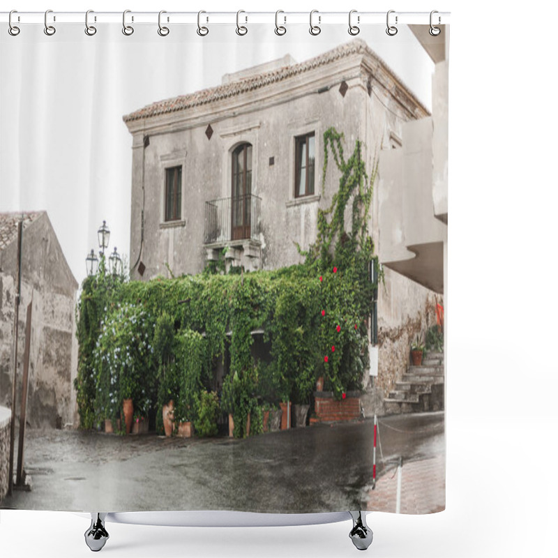 Personality  Selective Focus Of Old House Near Green Plants In Savoca  Shower Curtains