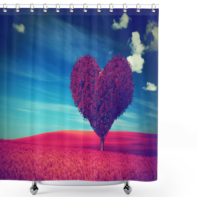 Personality  Red Heart Shape Tree Shower Curtains