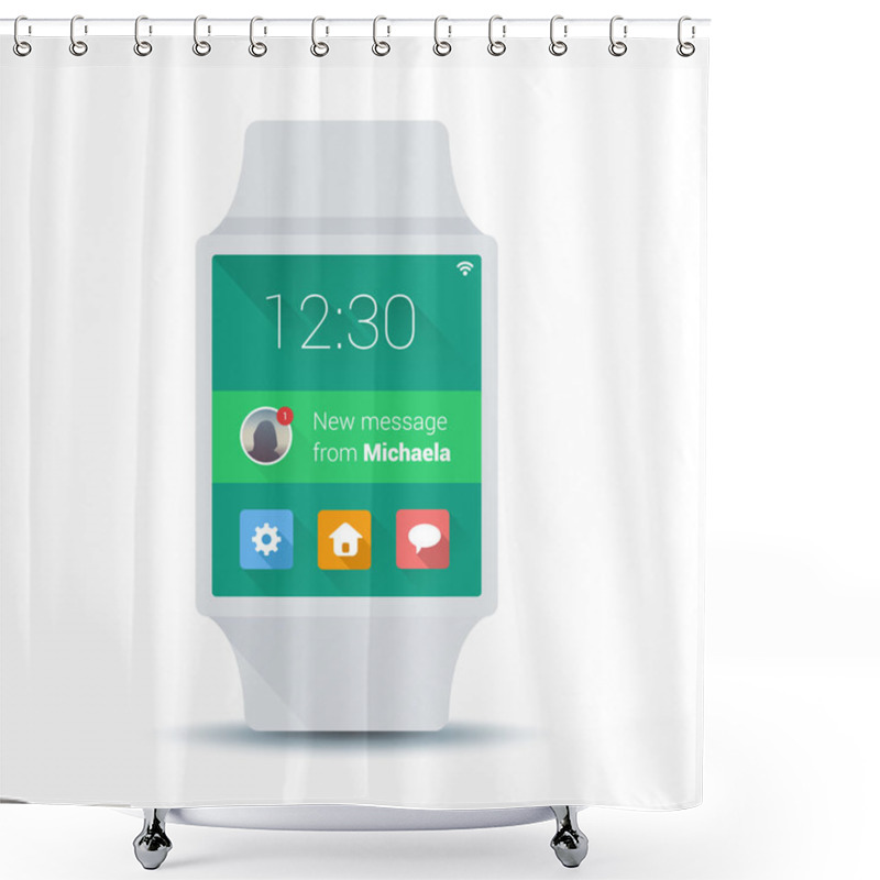 Personality  Smart Watch Concept With Simple User Interface Shower Curtains