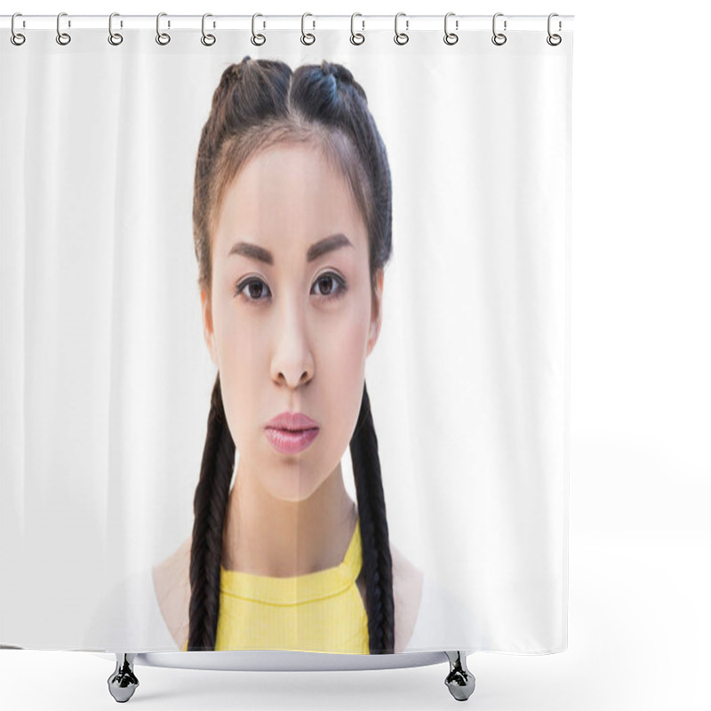 Personality  Serious Asian Girl  Shower Curtains