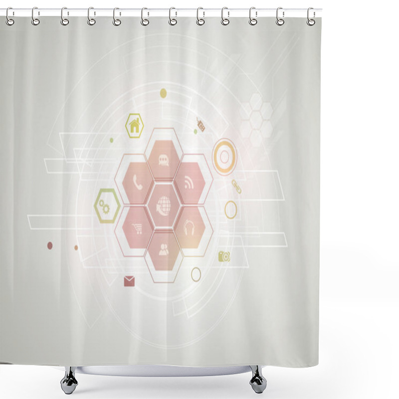 Personality  Technology Background With Web Icons. Shower Curtains