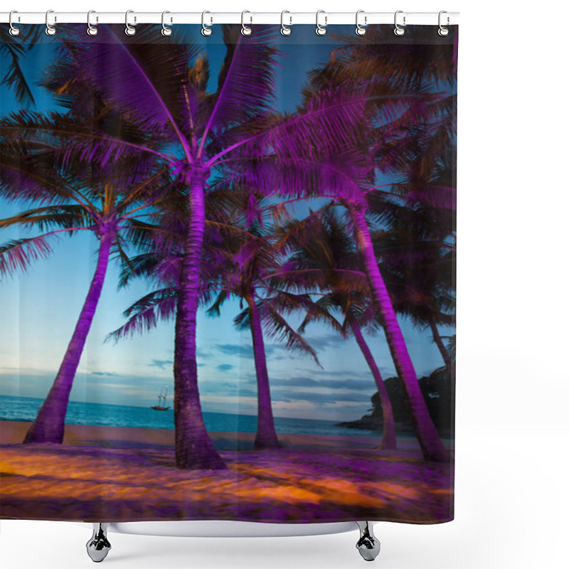 Personality  Illuminated Palm Trees Shower Curtains