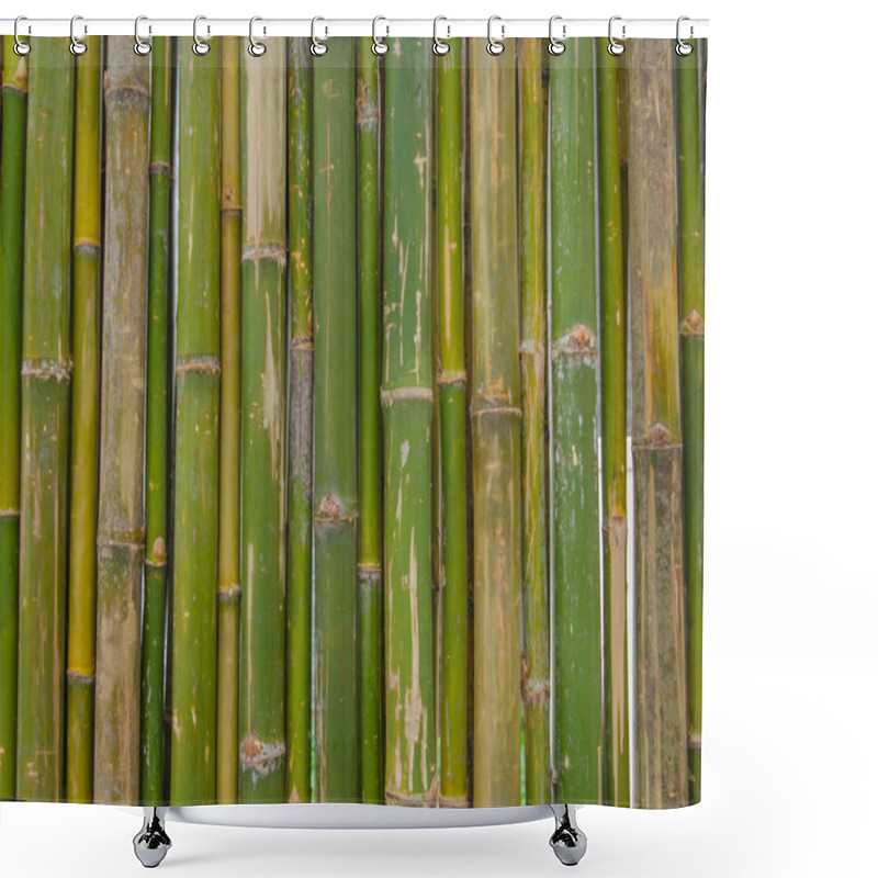 Personality  Green Bamboo Fence Background Texture Pattern Shower Curtains