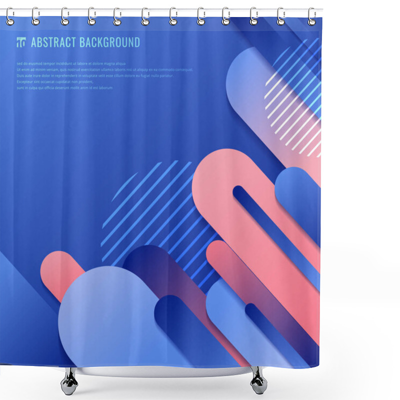 Personality  Abstract Blue And Pink Geometric Rounded Line Diagonal Dynamic Overlapping Background. Minimal Motion Design. Vector Illustration Shower Curtains