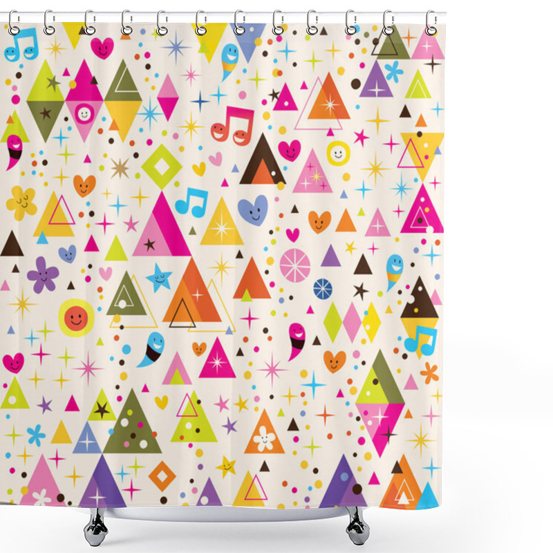 Personality  Fun Triangles Funky Cartoon Pattern Shower Curtains