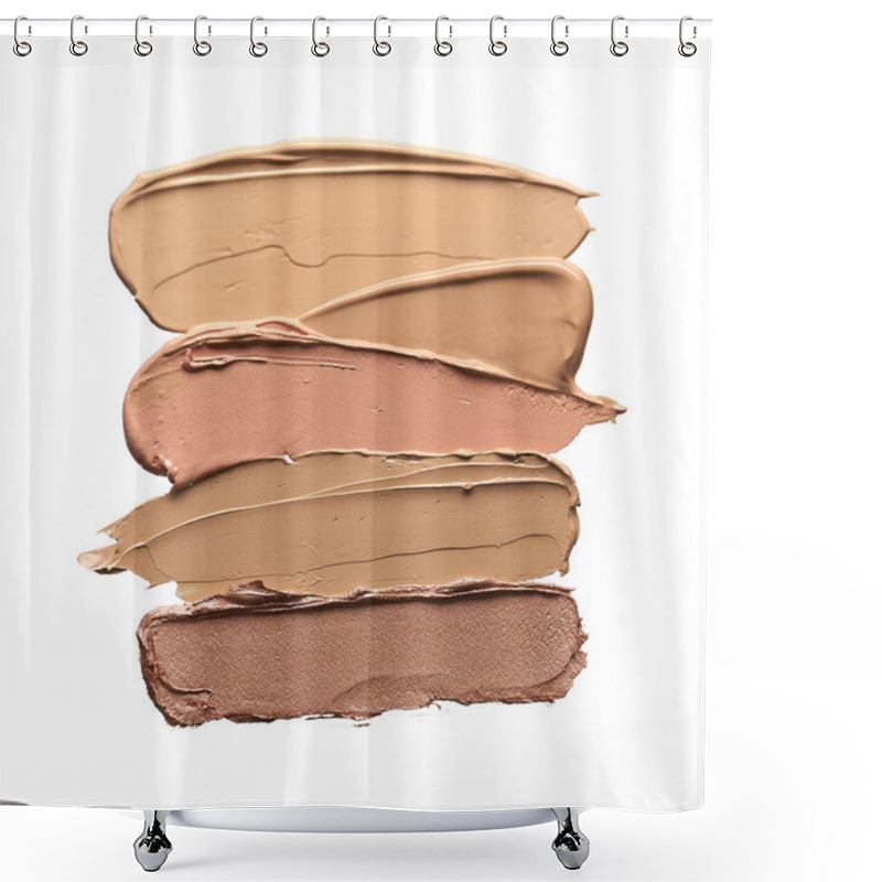 Personality  Gently Beige Strokes And Texture Of Makeup Foundation Or Acrylic Paint Isolated On White Background Shower Curtains